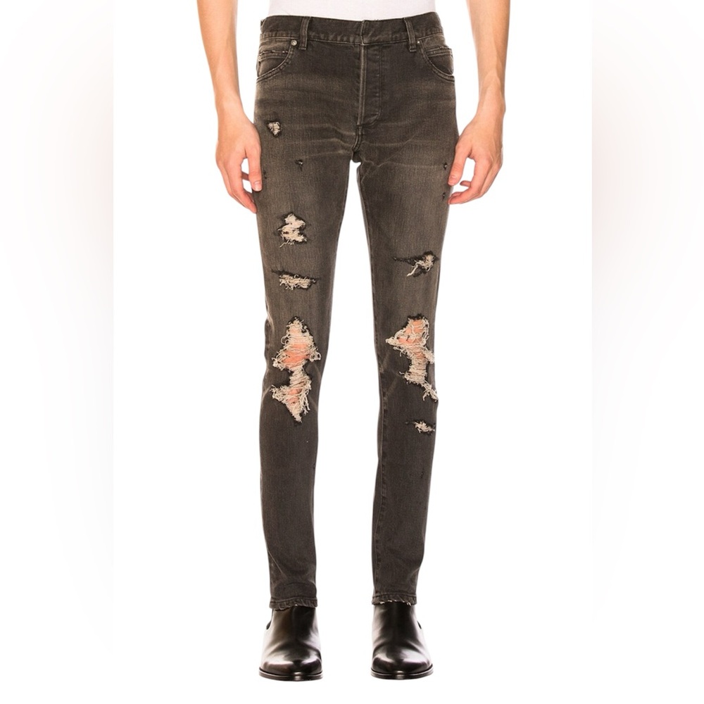 Balmain Black Skinny Distressed Jeans